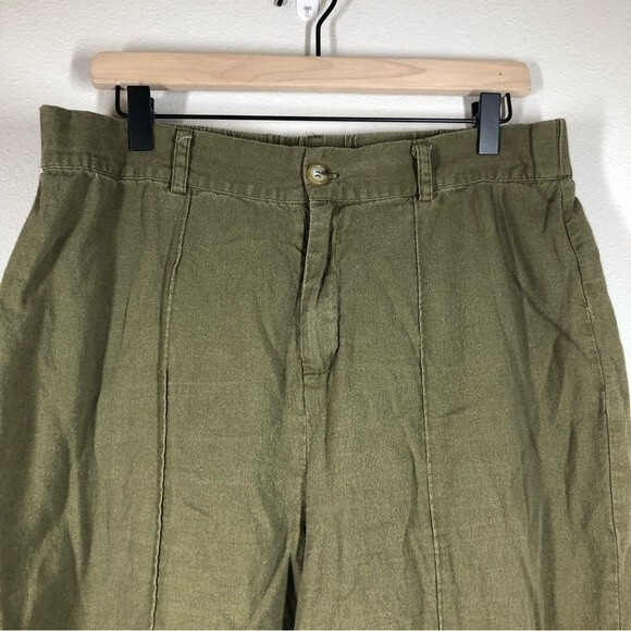 Joie Green Linen Blend Wide Leg Cropped Pants Size XL - Picture 2 of 7